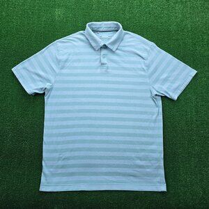 Under Armour Polo Shirt Mens Large Teal Striped Short Sleeve Performance‎ Golf